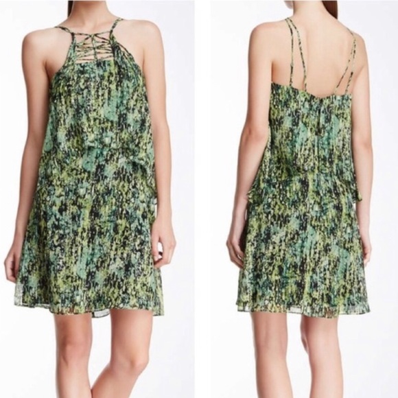 BCBGMAXAZRIA “Kaia" Silk Print Short Casual Dress. - Picture 1 of 10